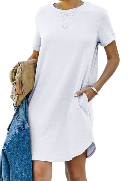 2024 Women's Casual Short Sleeve T Shirt Dress Basic Dresses with Pockets
