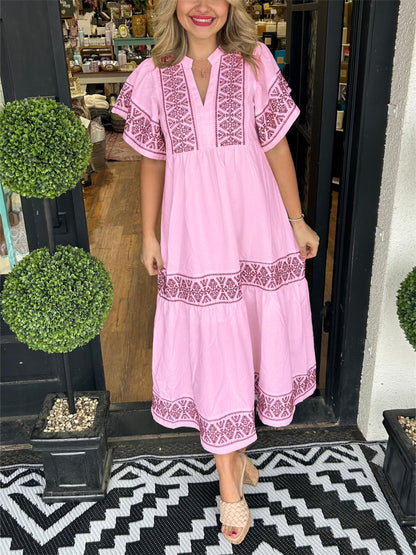 Tiktok Hot Sale Women's V-Neck Boho Maxi Dress (Buy 2 Free Shipping)