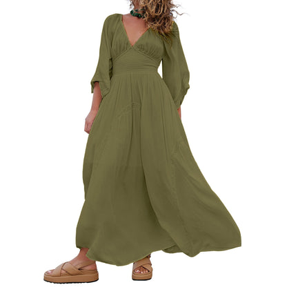 Women's V-Neck Summer Maxi Dress with Pocket (Buy 2 Free Shipping)