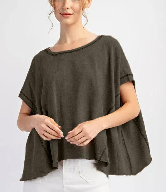 Mineral Washed Short Sleeve Top