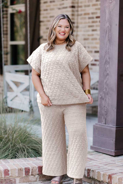 Quilted Drop Shoulder Top And Pant Set (Buy 2 Free Shipping)