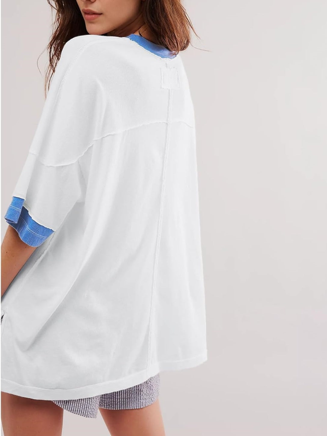 2024 Women's Oversized Color Block Short Sleeve T Shirt (Buy 2 Free Shipping)
