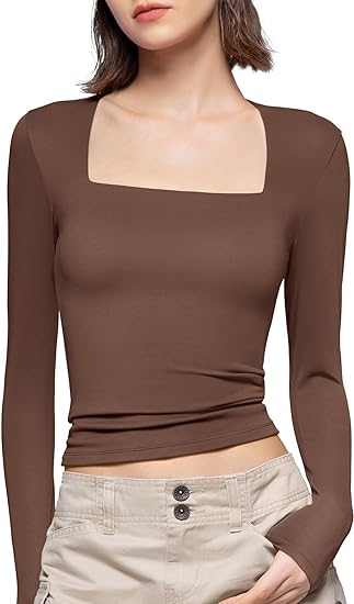 HOT SALE🔥 2024 Women's Square Neck Slim Fit Long Sleeve T-Shirt (BUY 2 FREE SHIPPING)