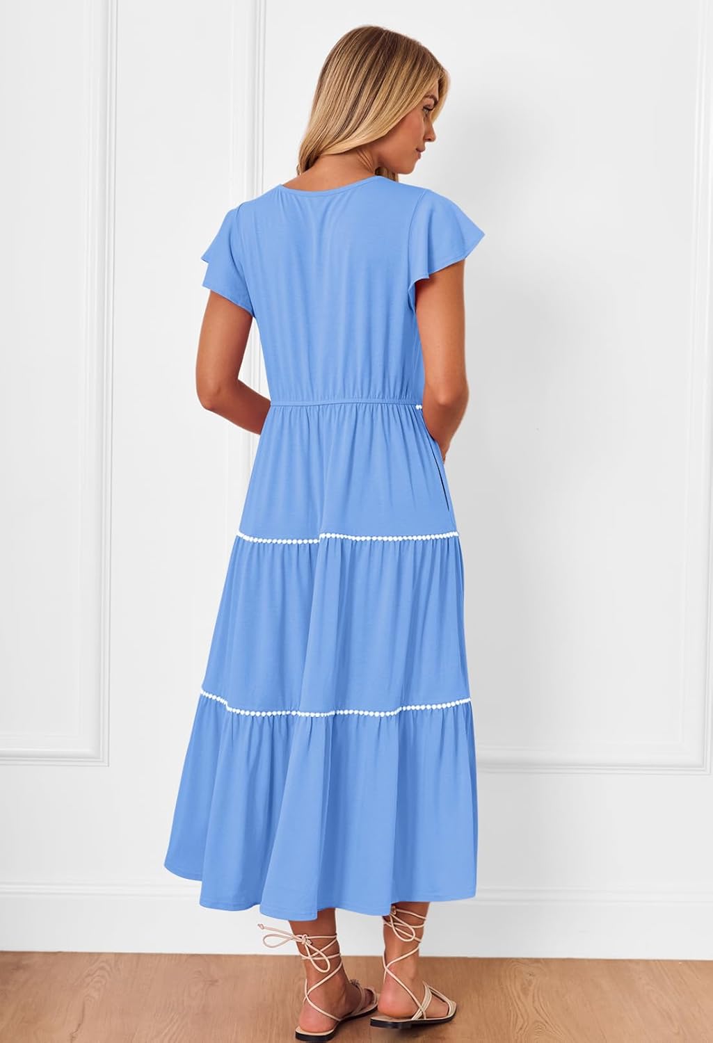 Women's Summer Flutter Short Sleeve Midi Dress (50% OFF TODAY)