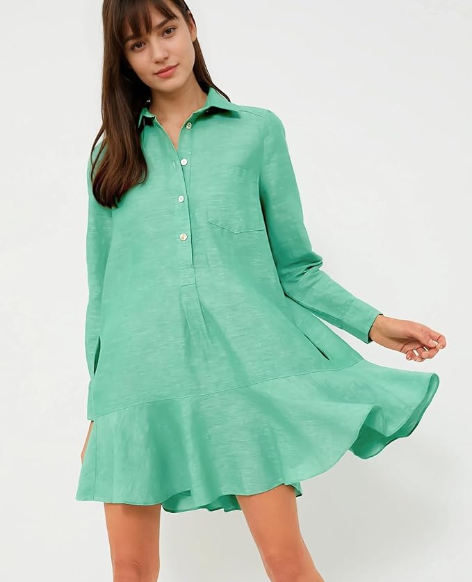 Chambray Callahan Ruffle Flowy Casual Dress (⏰40% OFF TODAY)