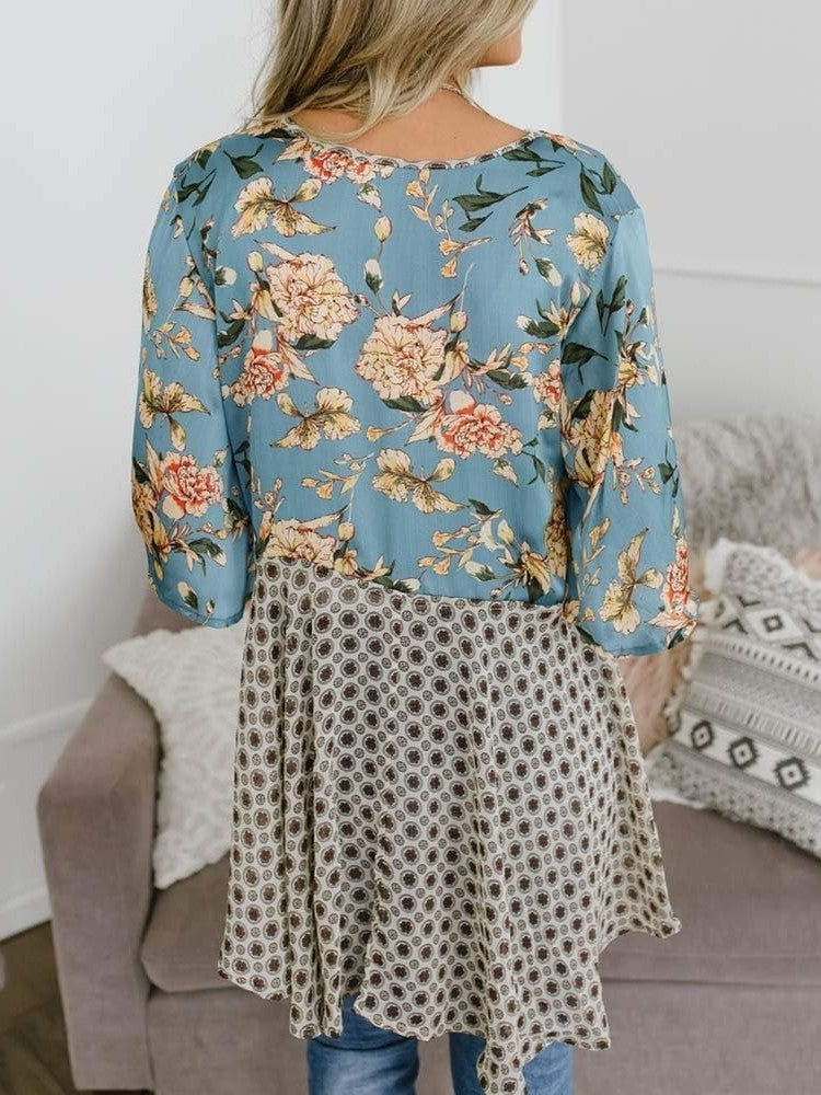 Women's Floral Kimono Ruffle Sleeve Tie Cardigans Flowy Boho Loose Cover Ups