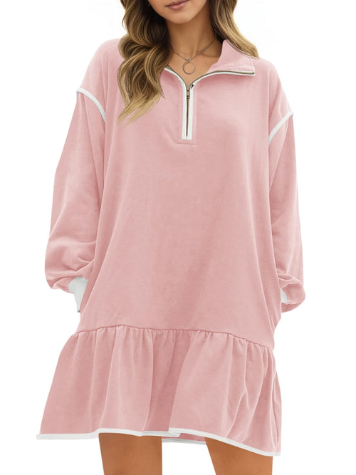 Women's Color Block Long Sleeve Relaxed Fit Dress