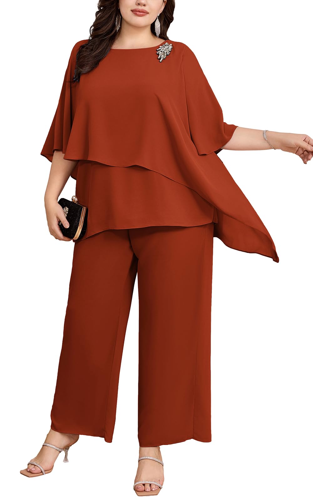2-Piece Chiffon Pant Suit for Wedding Guests