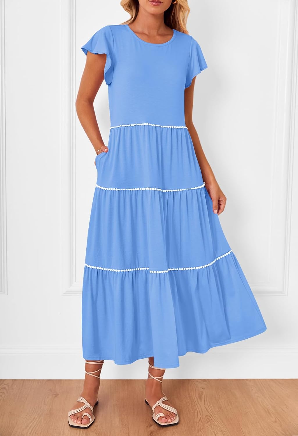 Women's Summer Flutter Short Sleeve Midi Dress (50% OFF TODAY)