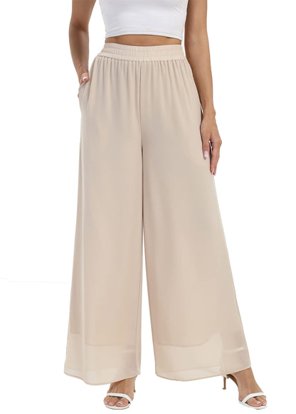 Women's Chiffon Double Layer Wide Leg Palazzo Pants