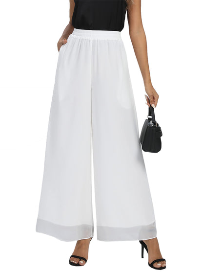 Women's Chiffon Double Layer Wide Leg Palazzo Pants
