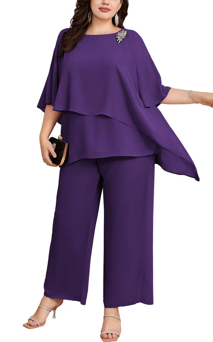 2-Piece Chiffon Pant Suit for Wedding Guests
