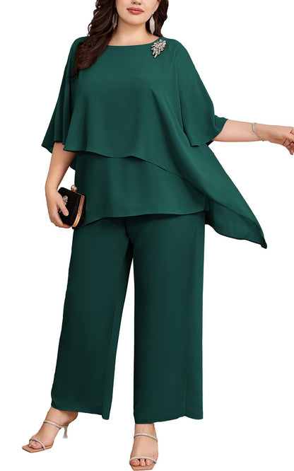 2-Piece Chiffon Pant Suit for Wedding Guests