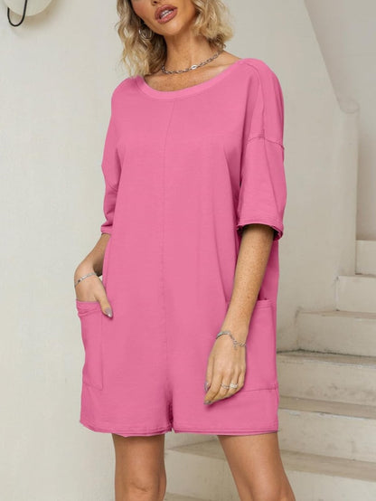 2024 Oversized Vibrant Relaxed Backless Tee Romper (Buy 2 Free Shipping)