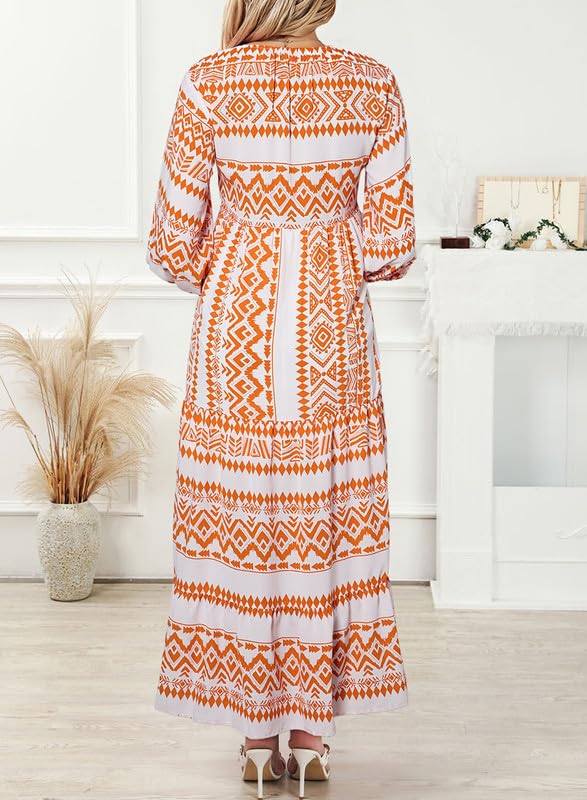 SUMMER CHIC- Women's Puff Sleeve Floral Boho Maxi Dress (Buy 2 Free Shipping)