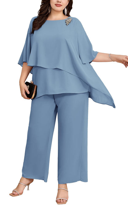 2-Piece Chiffon Pant Suit for Wedding Guests