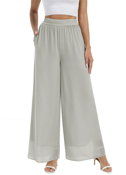 Women's Chiffon Double Layer Wide Leg Palazzo Pants