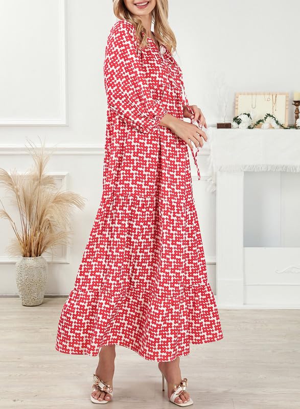 SUMMER CHIC- Women's Puff Sleeve Floral Boho Maxi Dress (Buy 2 Free Shipping)