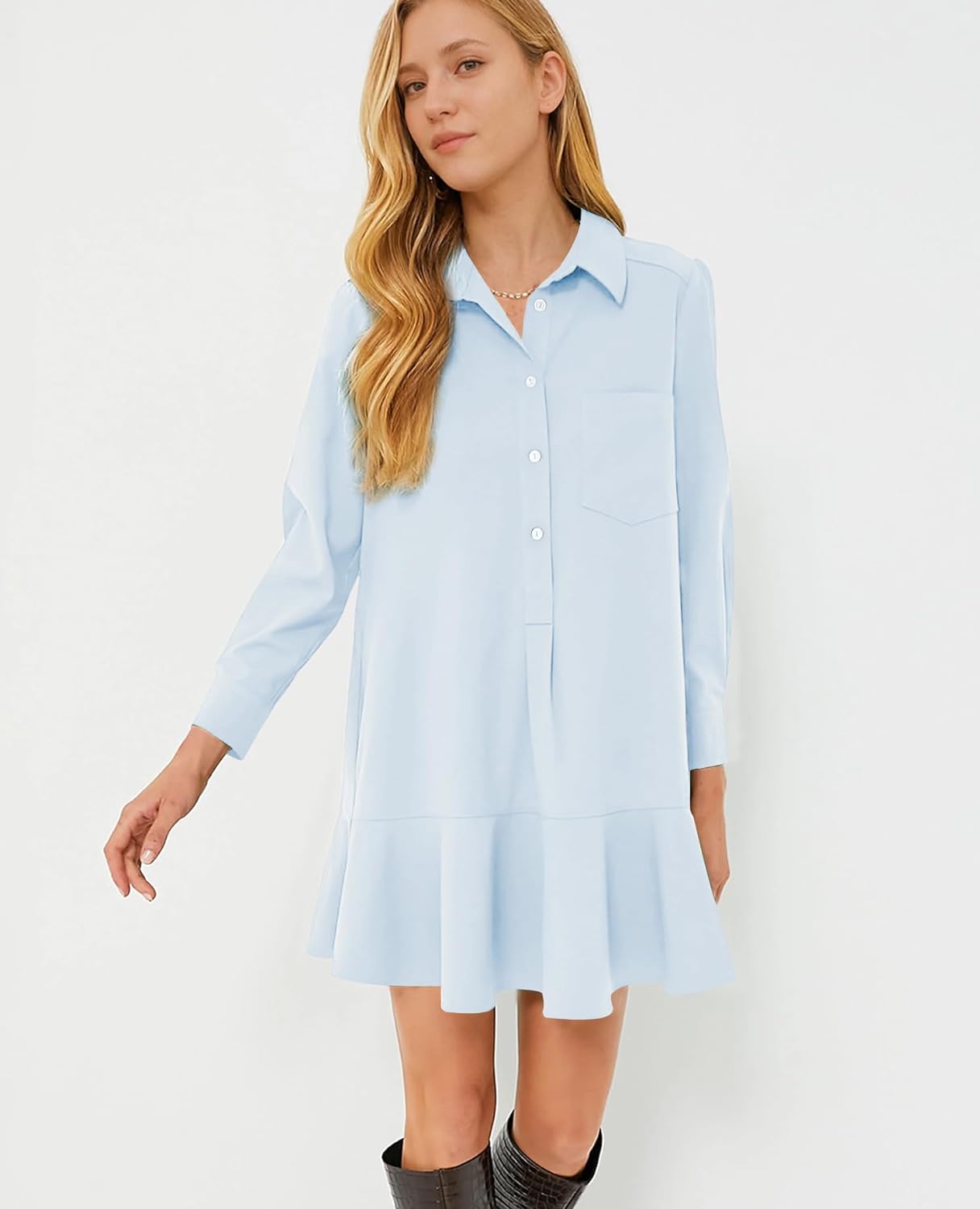 Chambray Callahan Ruffle Flowy Casual Dress (⏰40% OFF TODAY)