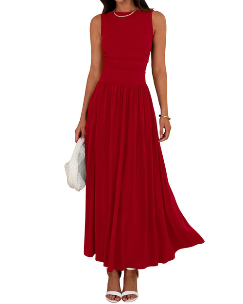 Limited time sale🔥Women's Solid Color Sleeveless Waist Pleated Design Dress with Pockets