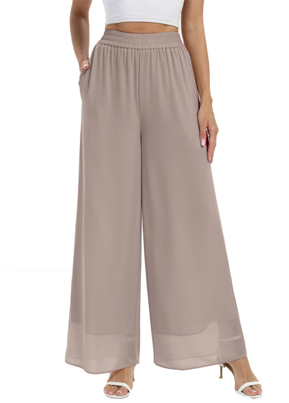 Women's Chiffon Double Layer Wide Leg Palazzo Pants