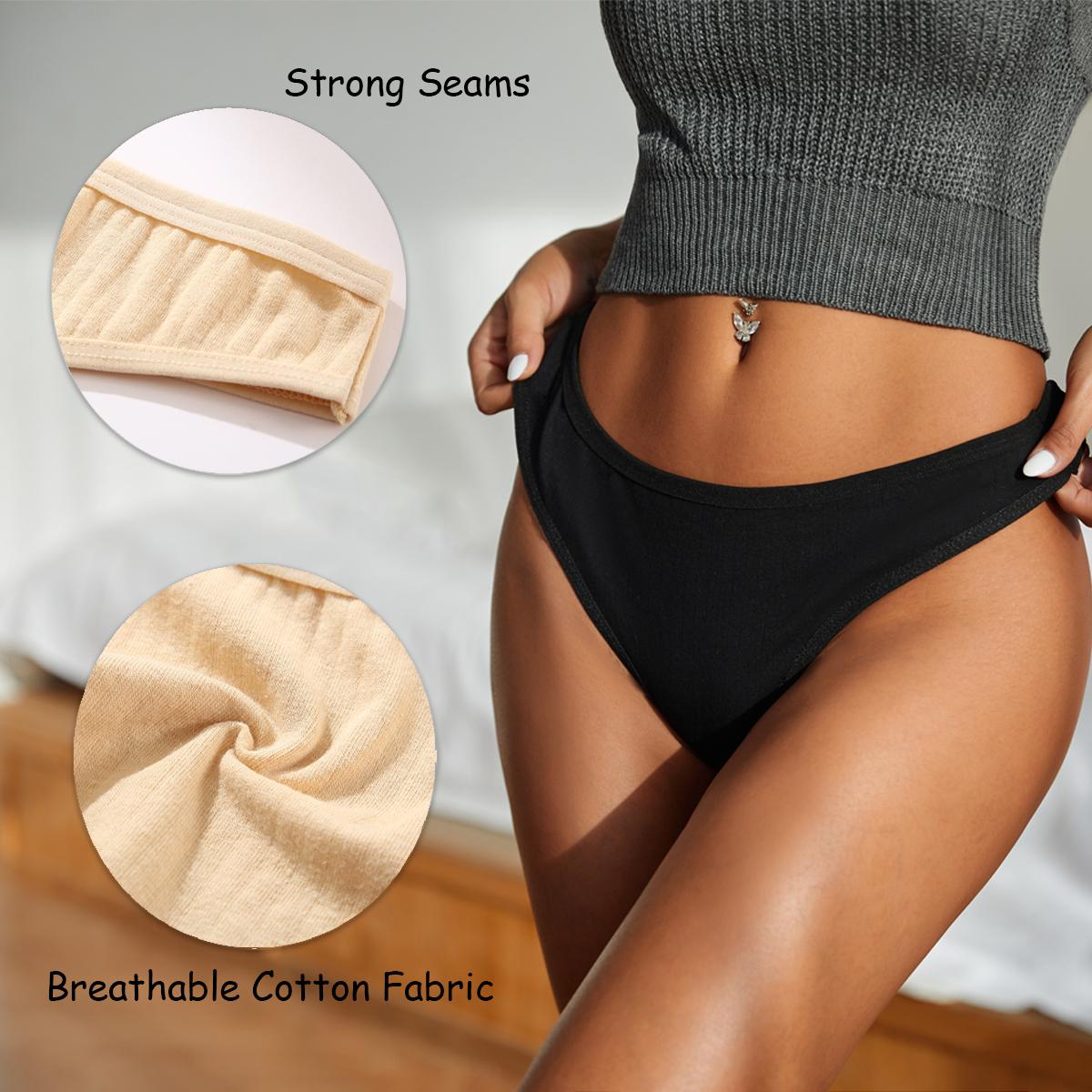 FINETOO 8-Pack Cotton Thongs for Women – Soft, Breathable Low-Rise Panties