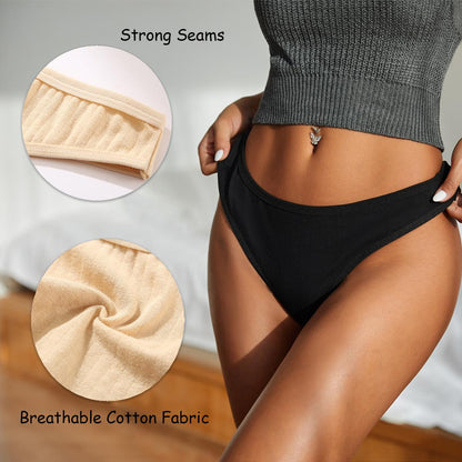 FINETOO 8-Pack Cotton Thongs for Women – Soft, Breathable Low-Rise Panties