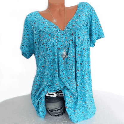 Summer V-neck Loose Short Sleeve Casual Women's T-shirt