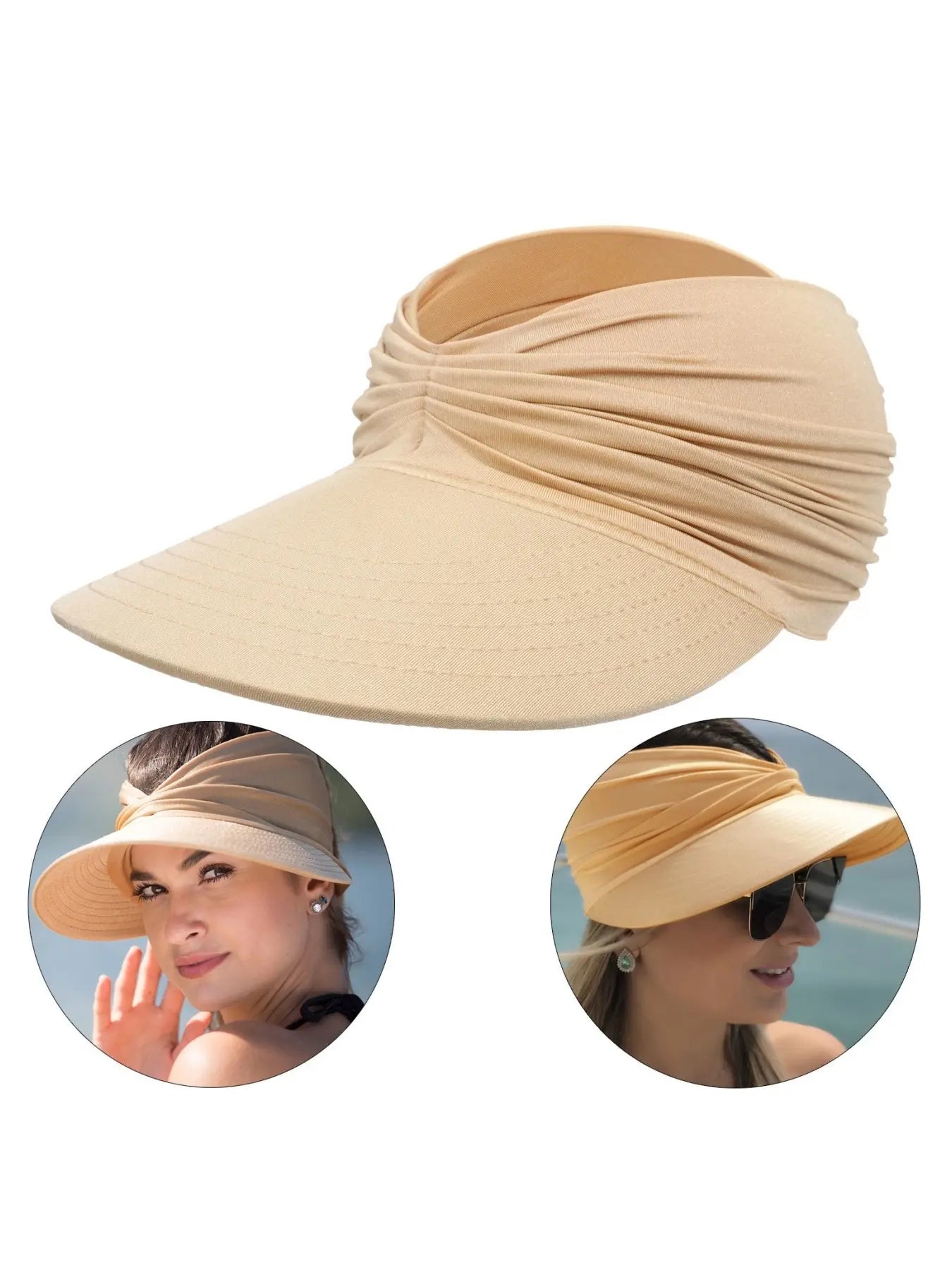 Women's Sun Protection Wide Brim Visor Hat Casual Outdoor Beach Sun Hat