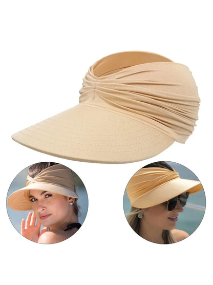 Women's Sun Protection Wide Brim Visor Hat Casual Outdoor Beach Sun Hat