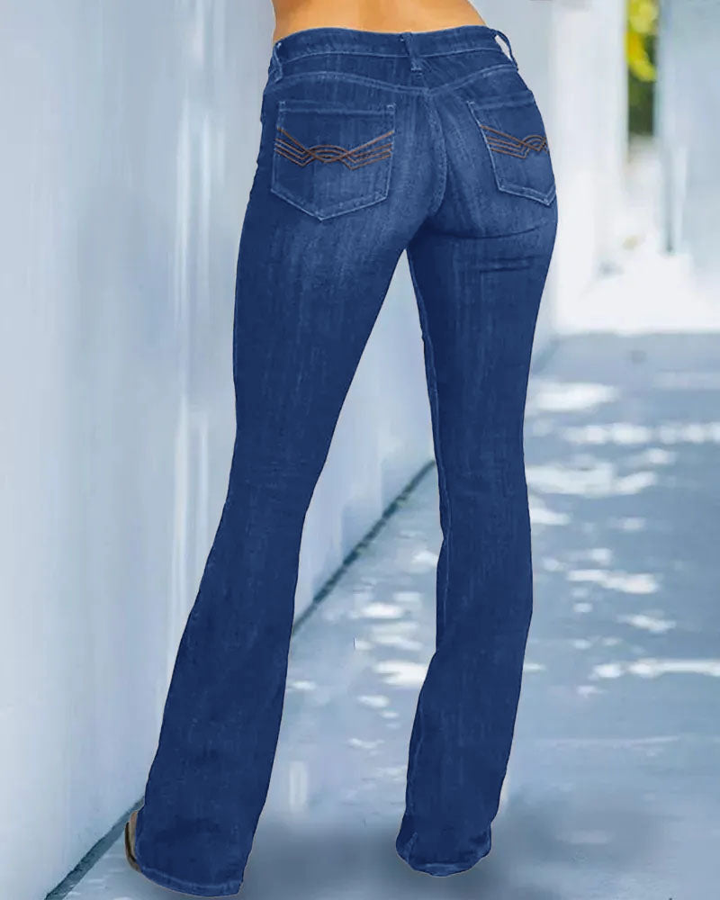 Vintage Mid Waist Flare Jeans