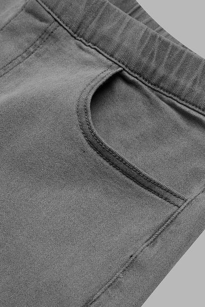 Solid Slant Pocket Zip Side Seam Detail Skinny Jeans