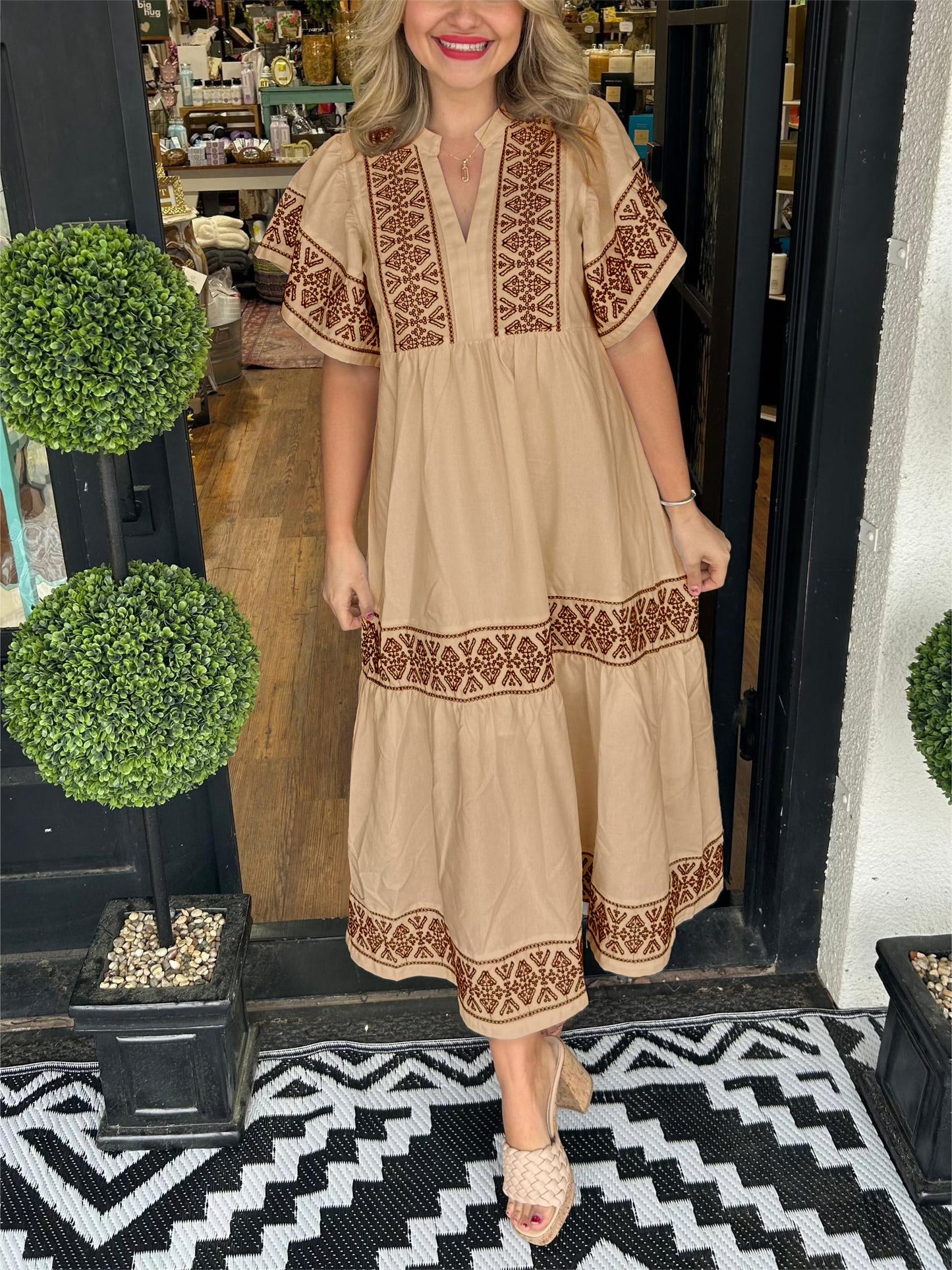 Tiktok Hot Sale Women's V-Neck Boho Maxi Dress (Buy 2 Free Shipping)