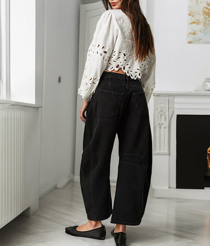 Hot Sale ✨High Stretch Mid-Rise Barrel Jeans Fashion Wide Leg Shape (BUY 2 Free Shipping)
