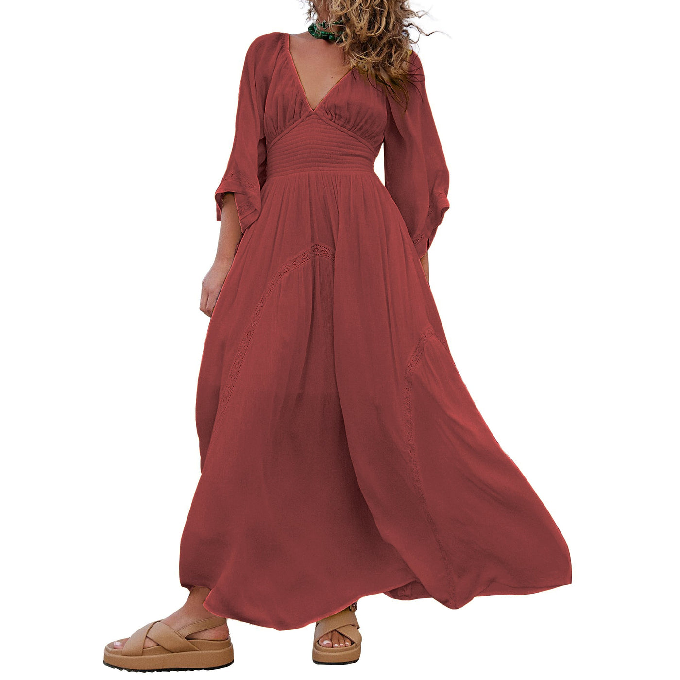 Women's V-Neck Summer Maxi Dress with Pocket (Buy 2 Free Shipping)