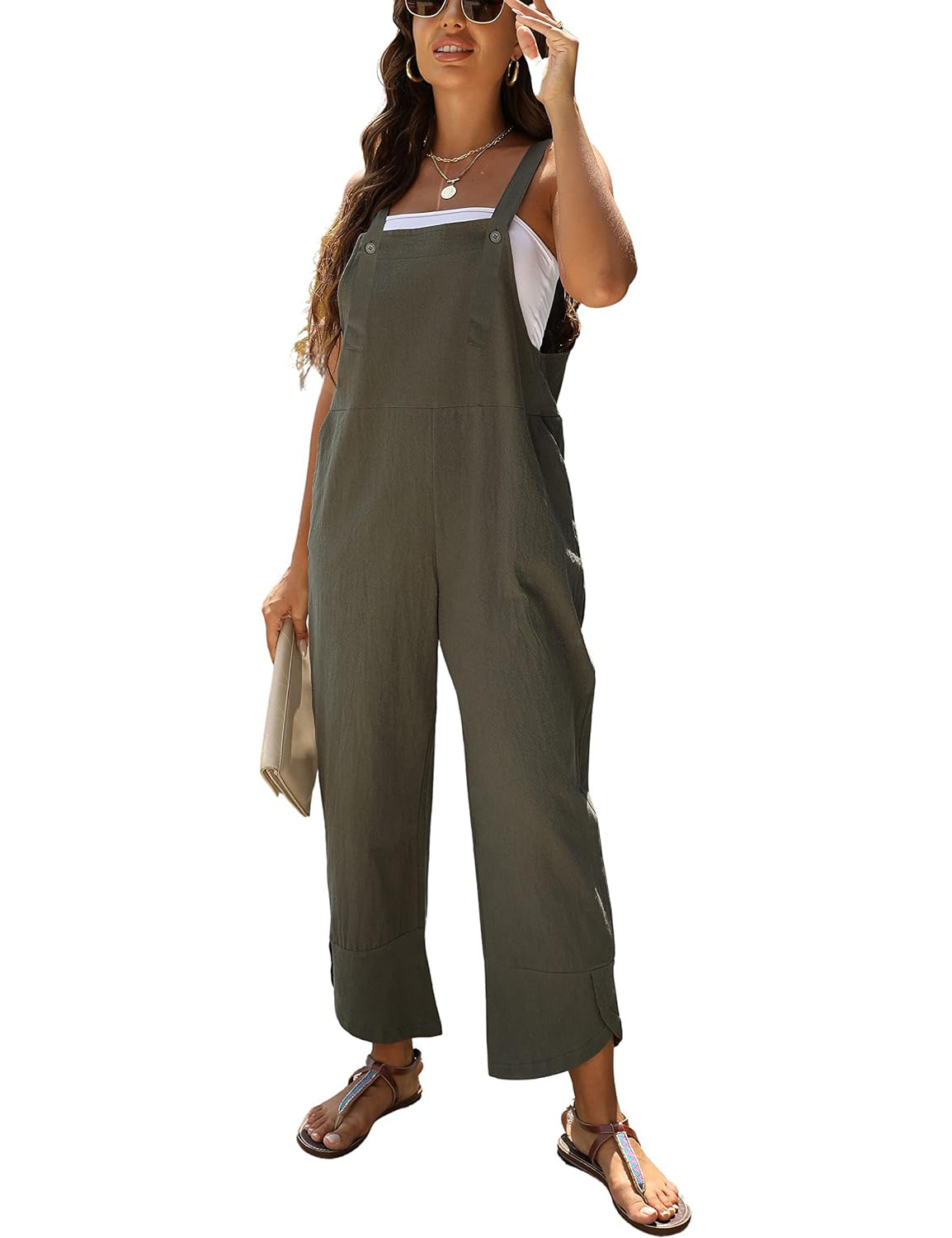 2024 NEW-Women's Sleeveless Overalls Loose Wide Leg Jumpsuit (BUY 2 FREE SHIPPING)