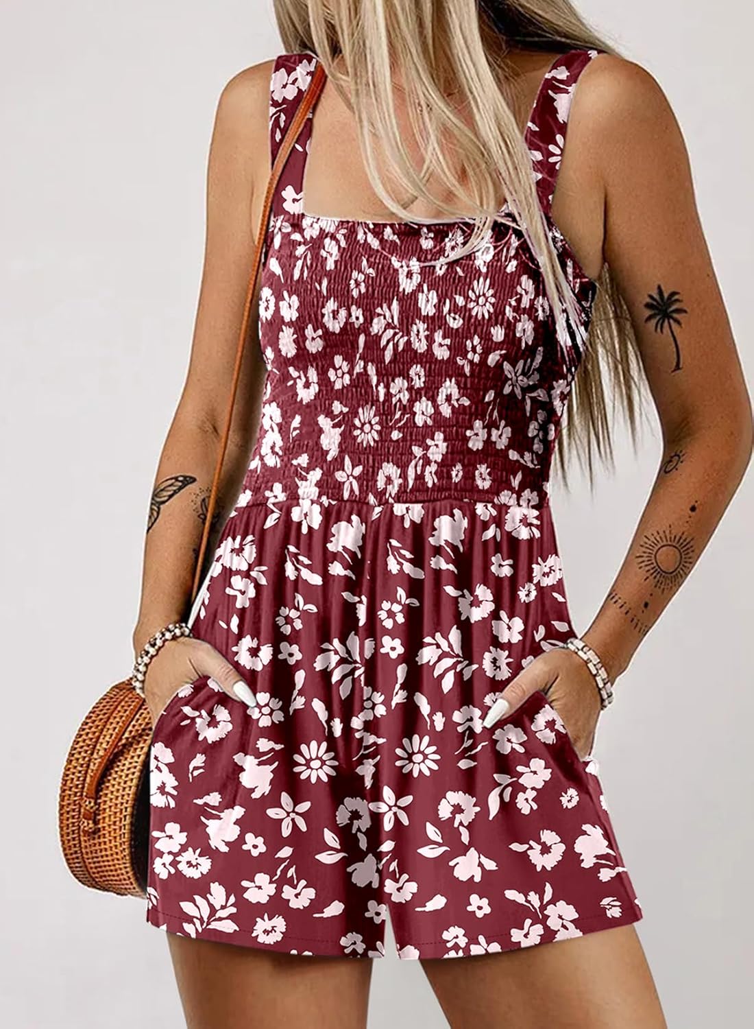 Limited time sale🔥Women's Casual Sleeveless Floral Jumpsuit Cute Romper with Pockets
