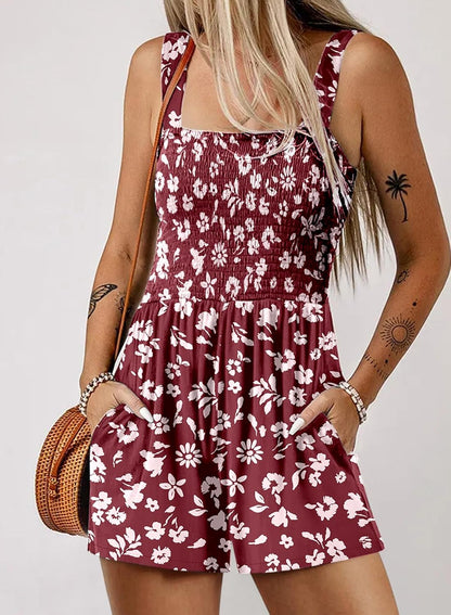 Limited time sale🔥Women's Casual Sleeveless Floral Jumpsuit Cute Romper with Pockets
