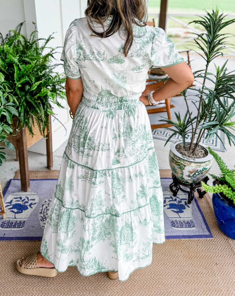 Tiktok Hot Sale Women's Classic Charm Toile Maxi Dress