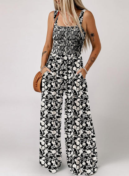 Limited time sale🔥Women's Overalls Casual Floral Print Sleeveless Jumpsuit with Pockets
