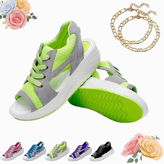 Contrast Paneled Cutout Lace-up Muffin Sandals （BUY 2 FREE SHIPPING)