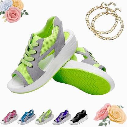 Contrast Paneled Cutout Lace-up Muffin Sandals （BUY 2 FREE SHIPPING)