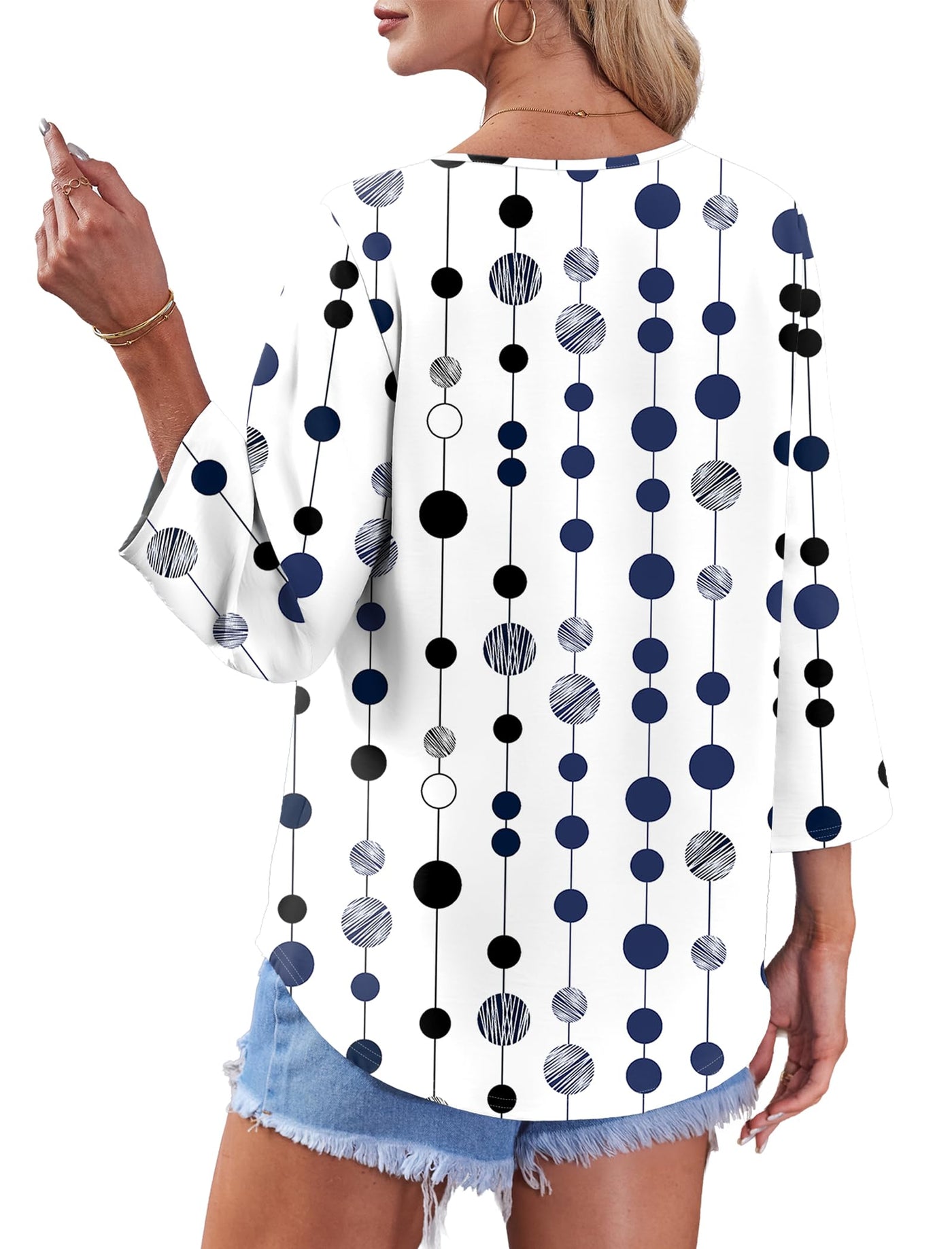 Women's Cotton 3/4 Sleeve Button Down Gingham Shirts