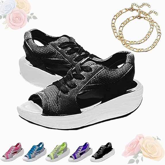 Contrast Paneled Cutout Lace-up Muffin Sandals （BUY 2 FREE SHIPPING)