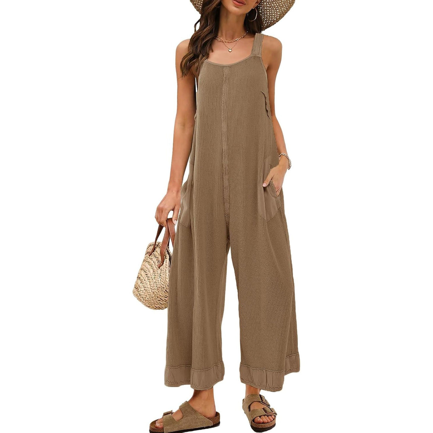 Women's Waffle Backless Jumpsuit (Buy 2 Free Shipping）