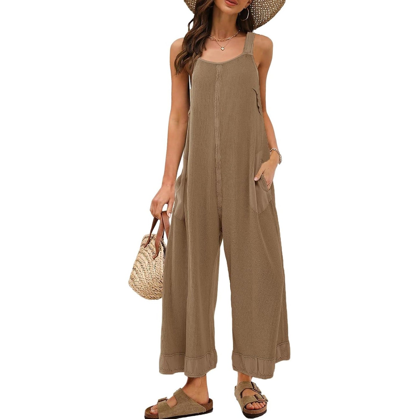 Women's Waffle Backless Jumpsuit (Buy 2 Free Shipping）