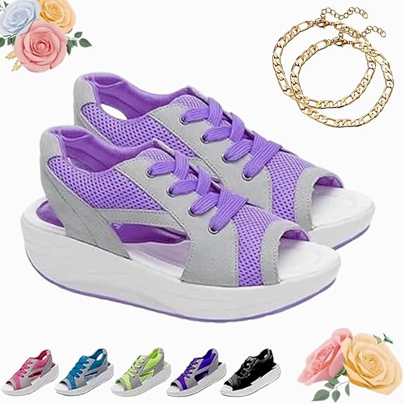 Contrast Paneled Cutout Lace-up Muffin Sandals （BUY 2 FREE SHIPPING)