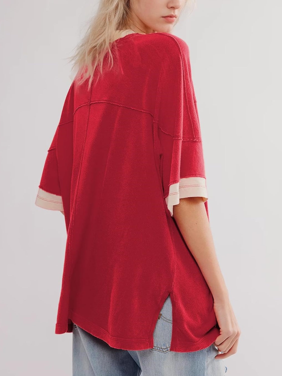 2024 Women's Oversized Color Block Short Sleeve T Shirt (Buy 2 Free Shipping)