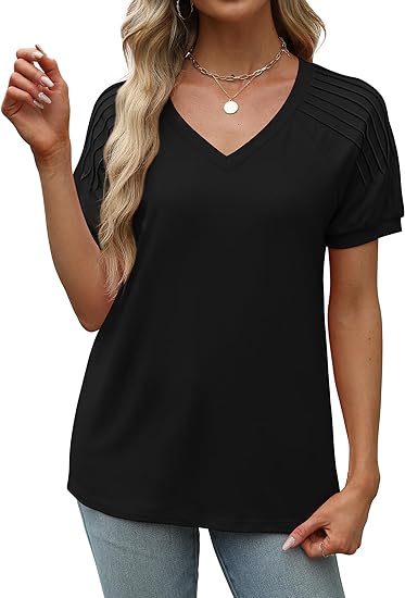 Women's Tops Pleated Short Sleeve Shirts (BUY 2 FREE SHIPPING)