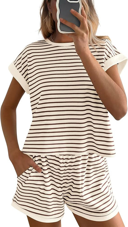 ⏰Hot Sale-Womens Striped Knit Sets 2 Piece Outfits